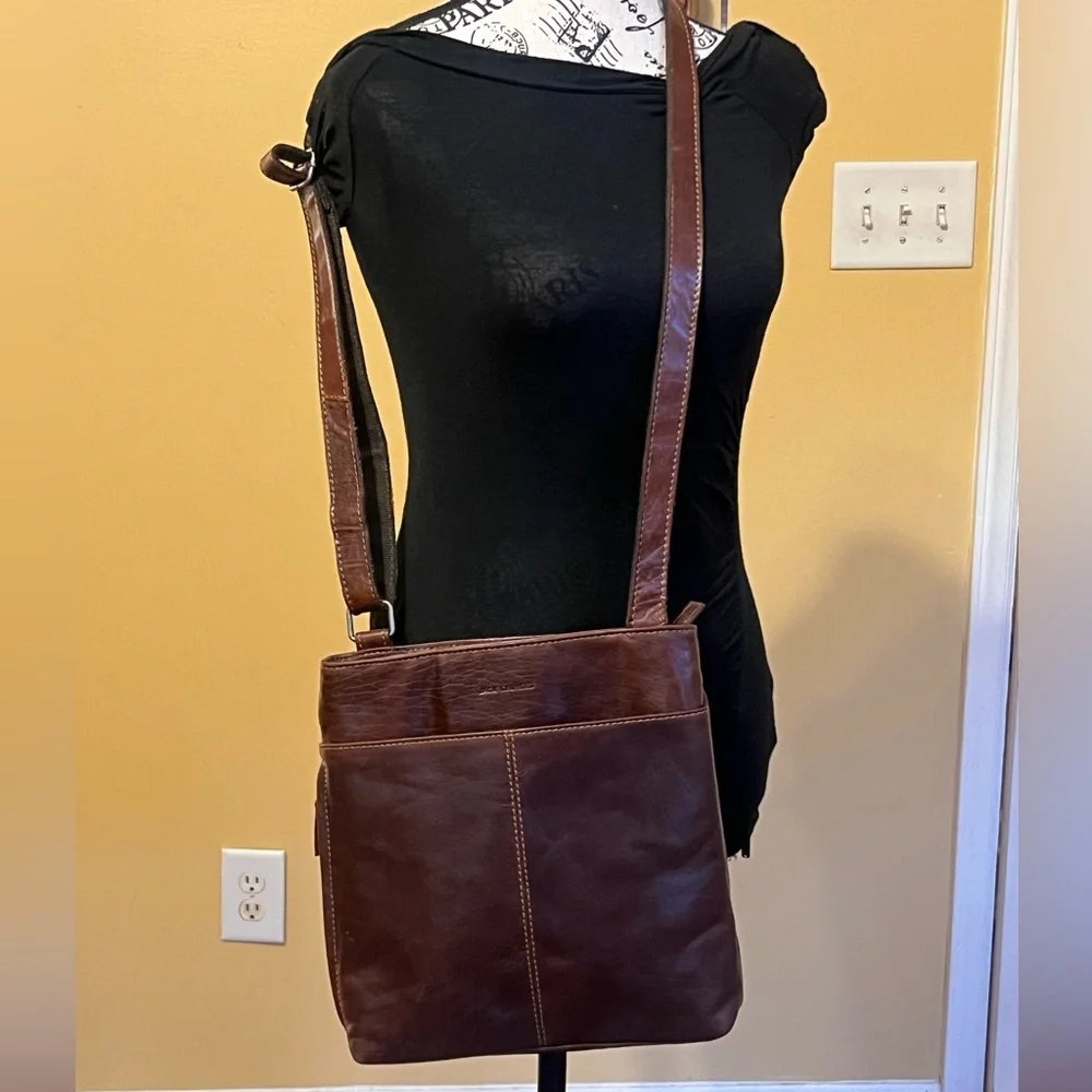 JACK  GEORGES  hand~stained Buffalo leather unisex messenger Bag